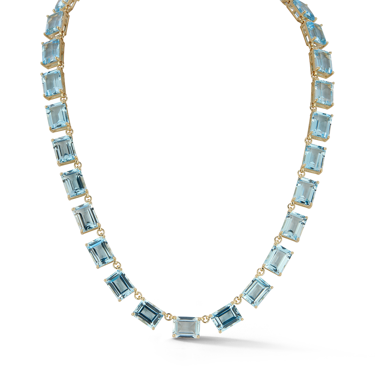 14kt Blue Topaz Riviera Style Necklace