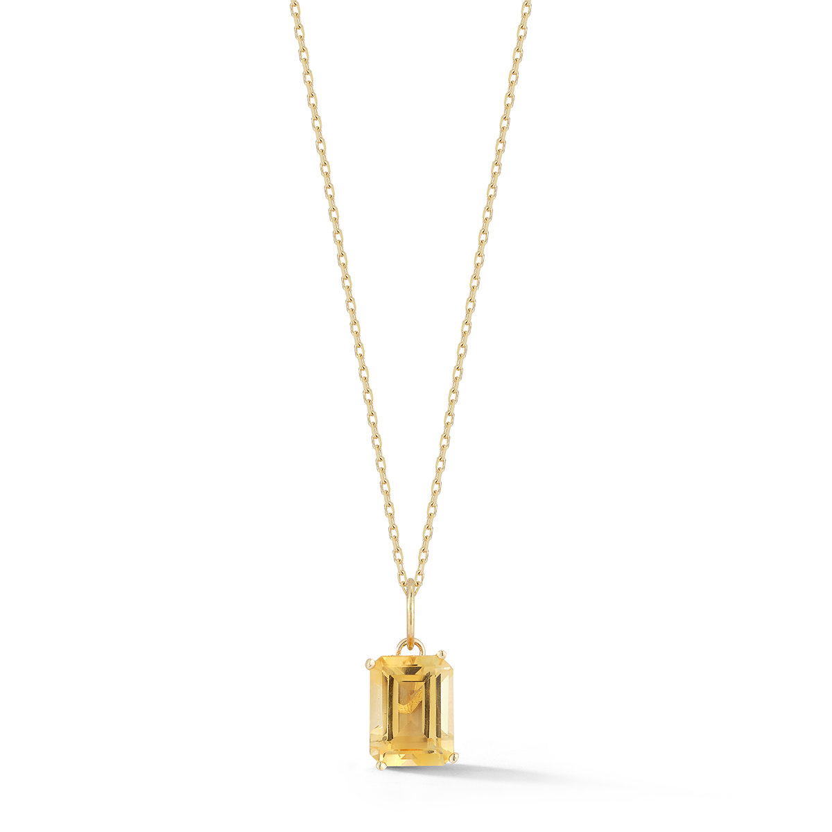 Emerald Cut Citrine Necklace in 14kt Gold