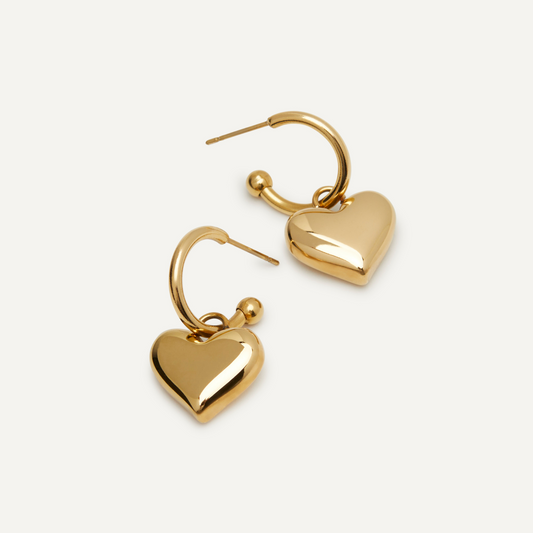 Silver Heart Hoop Earrings Stylish Design