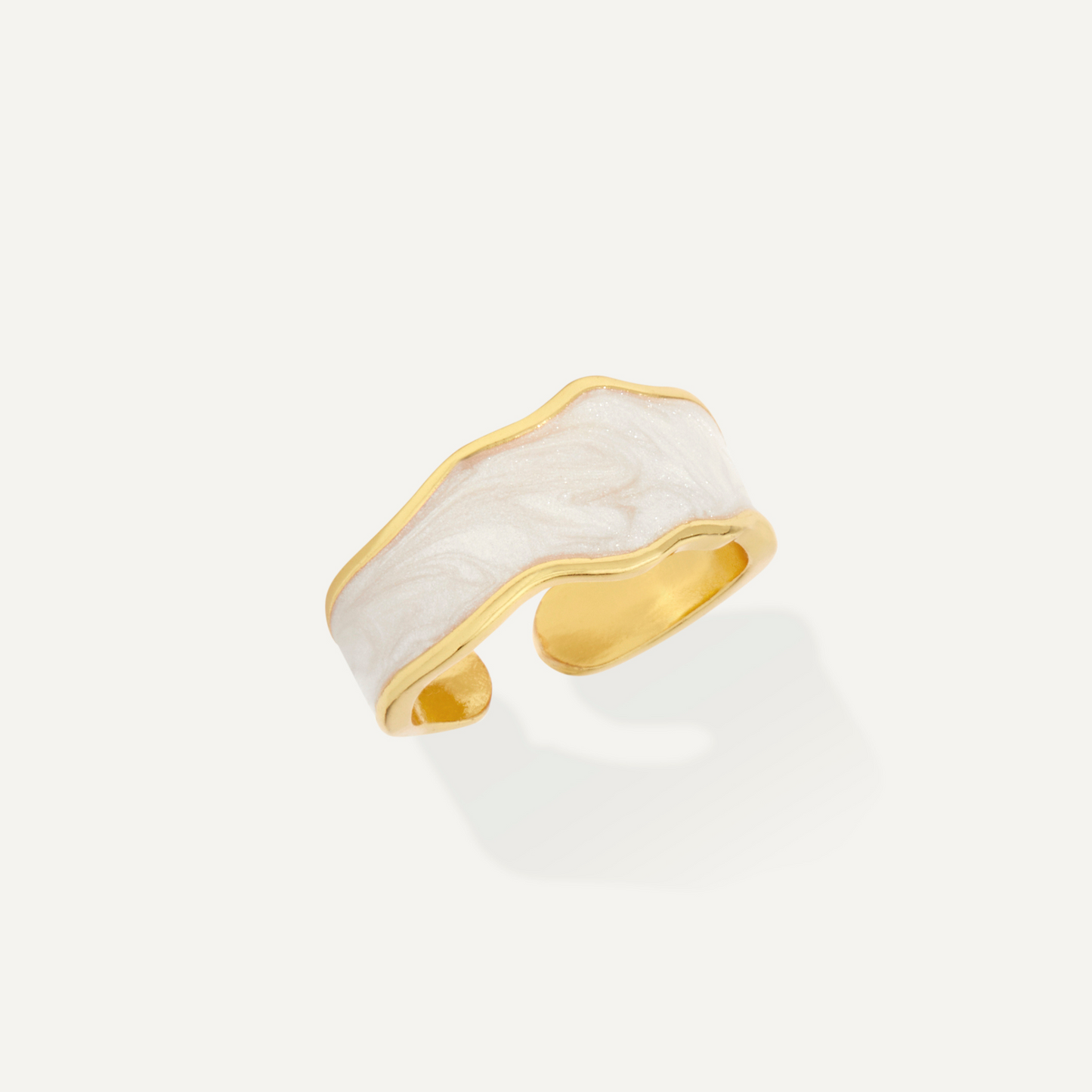 Enamel Curve Design Band Ring