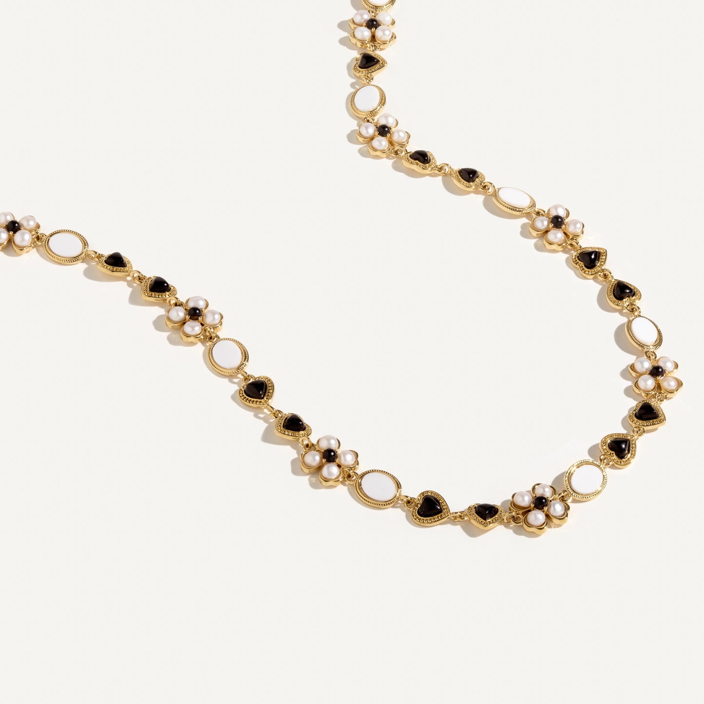 Onyx and Pearl Collar Necklace in Elegant Design