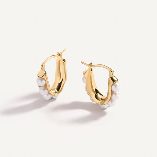 Elegant Pearl Hoop Earrings in Stylish Design