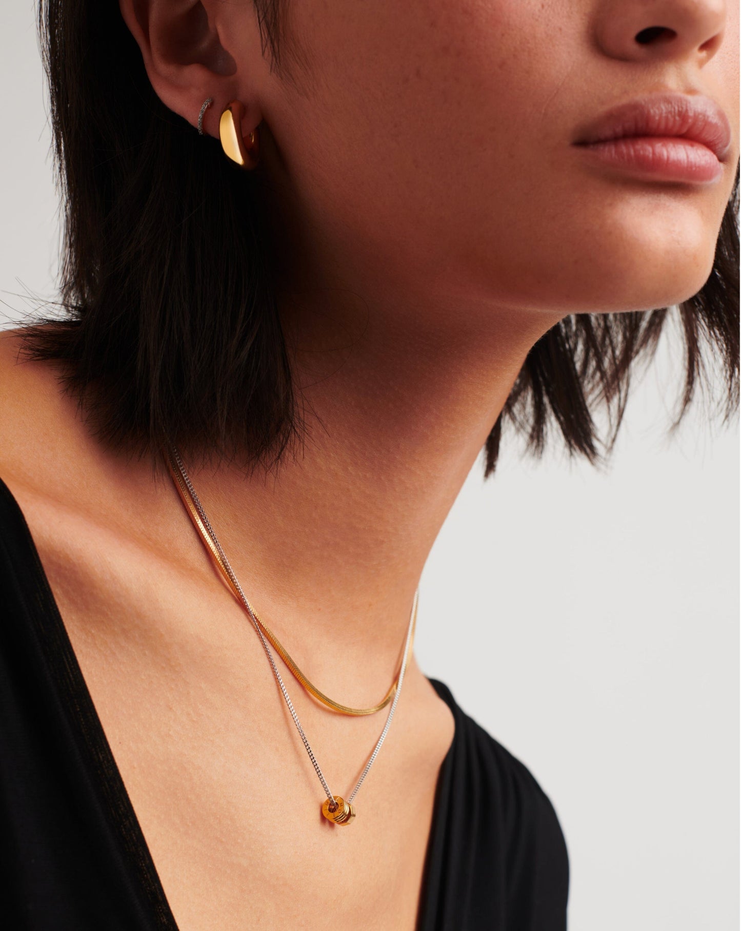 Floating Charm Necklace in 18k Gold and Silver