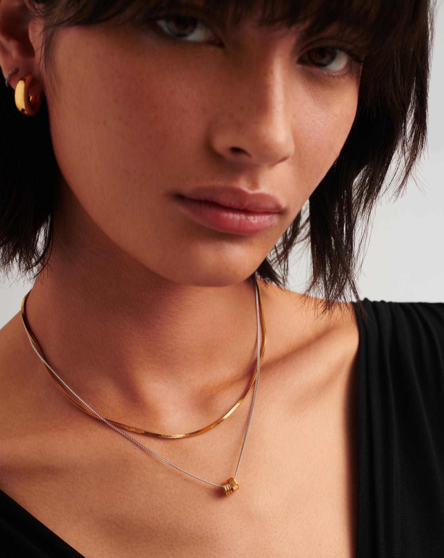 Floating Charm Necklace in 18k Gold and Silver