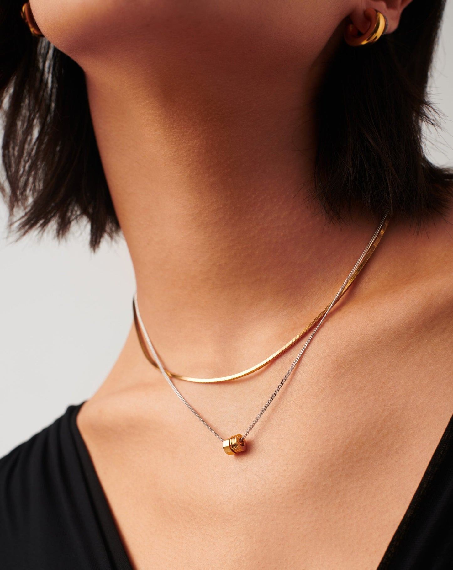 Floating Charm Necklace in 18k Gold and Silver