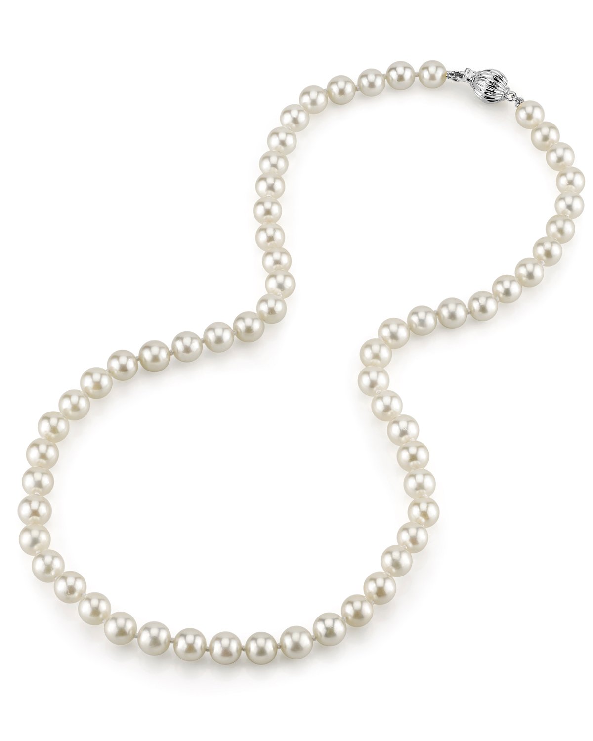 Elegant White Akoya Pearl Necklace 6.5 to 7 Millimeters