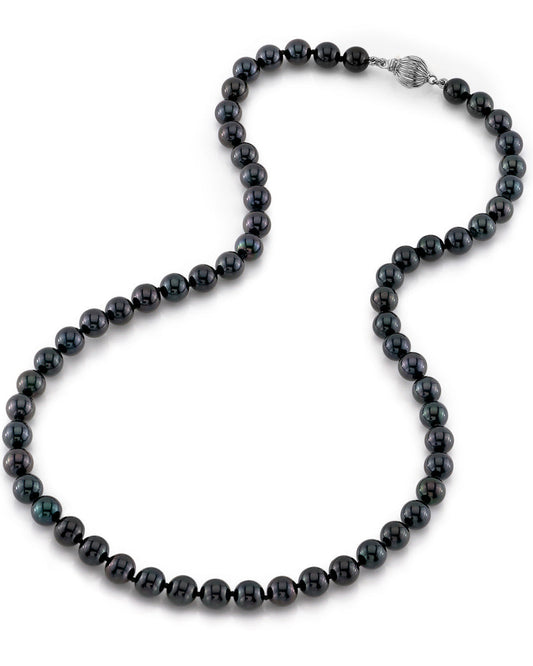 Classic Black Akoya Pearl Necklace in AAA Quality