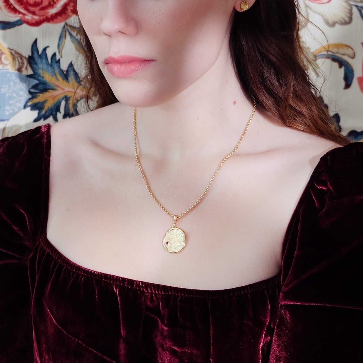 Garnet Necklace in Goddess of Love Design