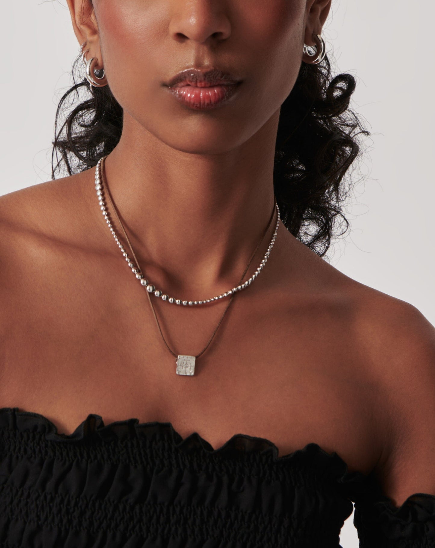 Sterling Silver Beaded Choker Necklace