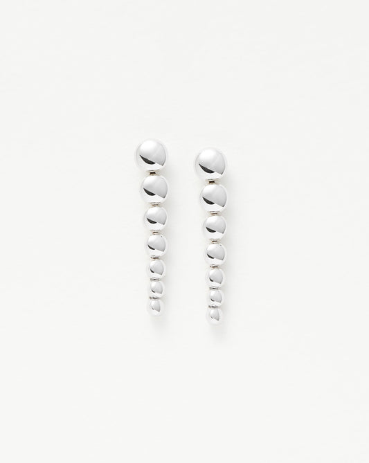 Sterling Silver Beaded Drop Stud Earrings