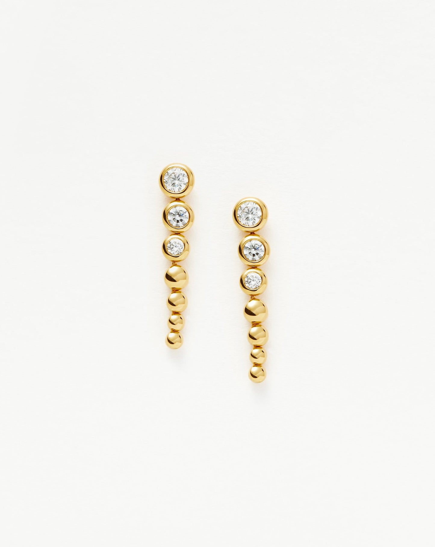 Beaded Stone Drop Stud Earrings in Gold Vermeil