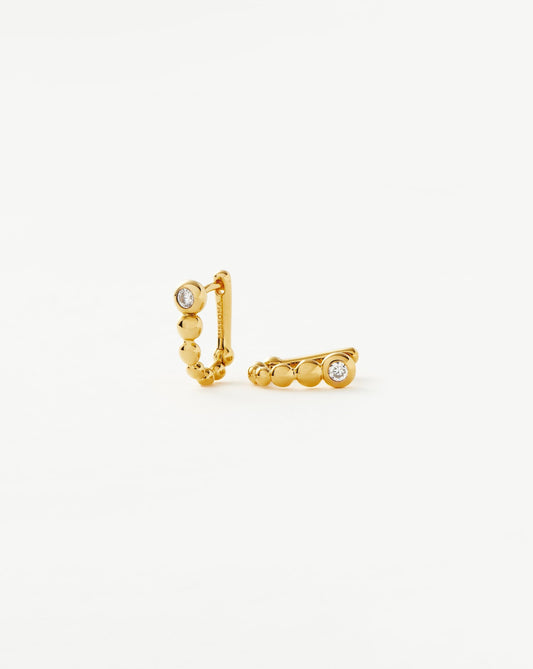 Ovate Beaded Stone Huggie Earrings in Gold Vermeil