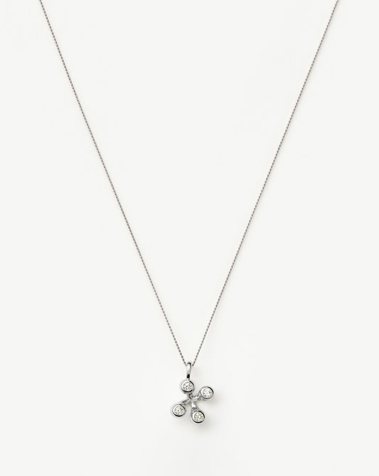 Sterling Silver Cubic Zirconia Atom Pendant Necklace