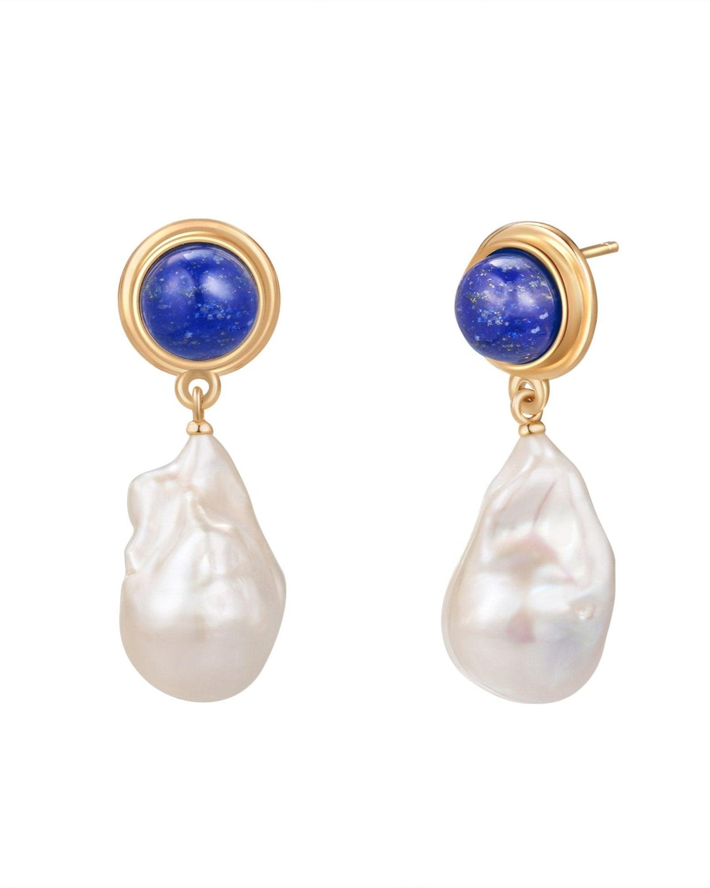 Baroque Pearl Earrings in Azure Glow Color