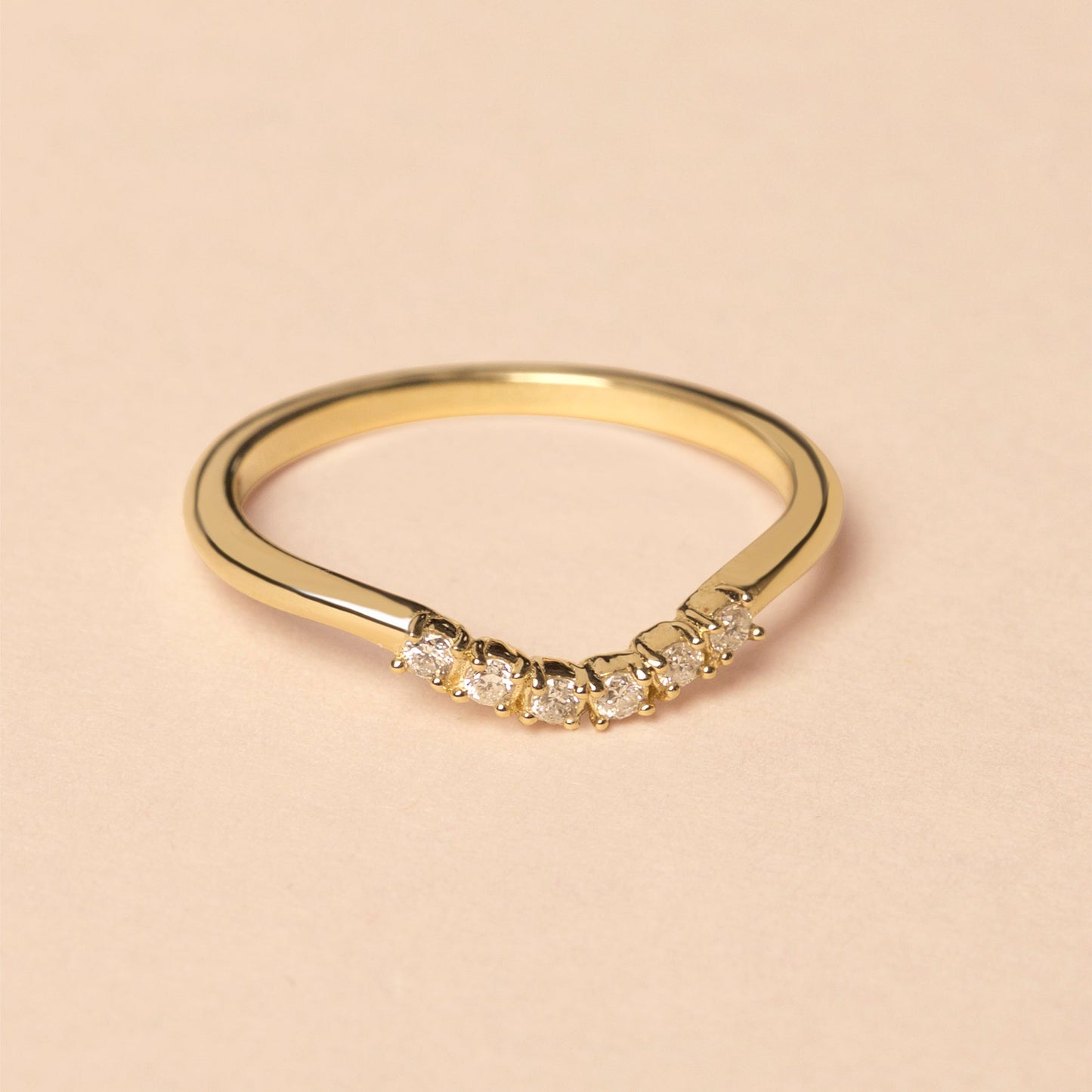 Sleek Six Diamond Curved Band Ring