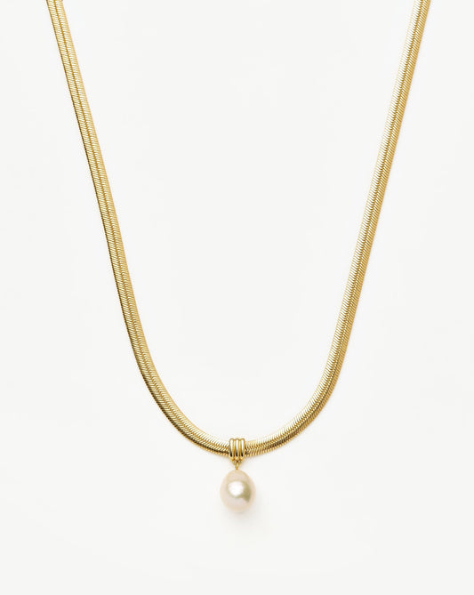 Baroque Pearl Pendant Necklace with Snake Chain