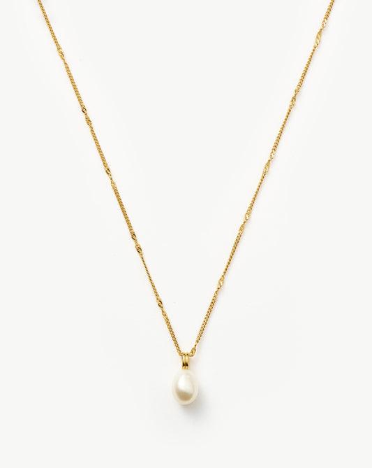 Twisted Chain Necklace with Baroque Pearls and Gold Plating