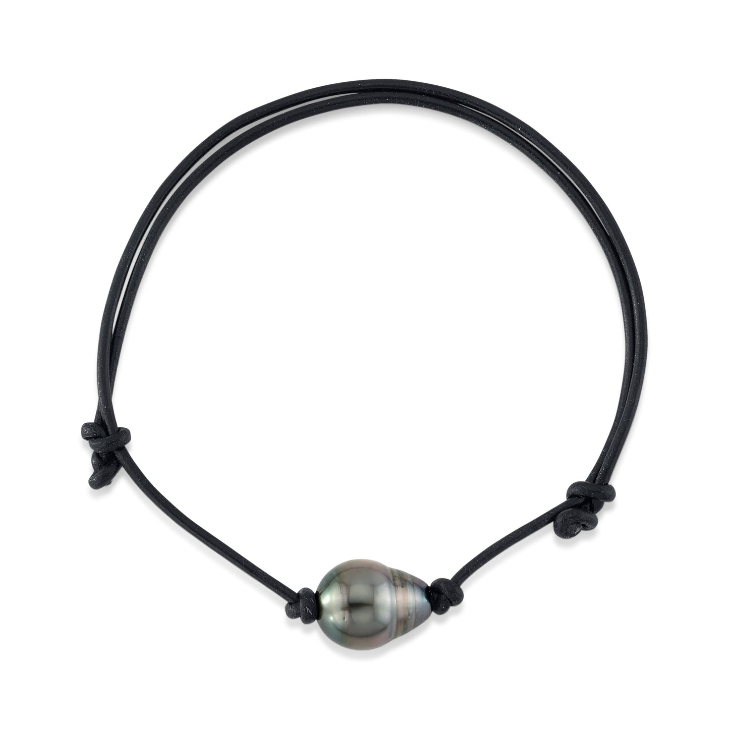 Men's Adjustable Leather Bracelet with Tahitian Baroque Pearl