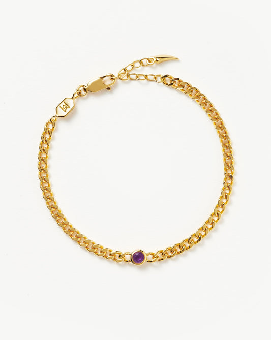 Gold Plated Chain Bracelet with Amethyst Gemstone