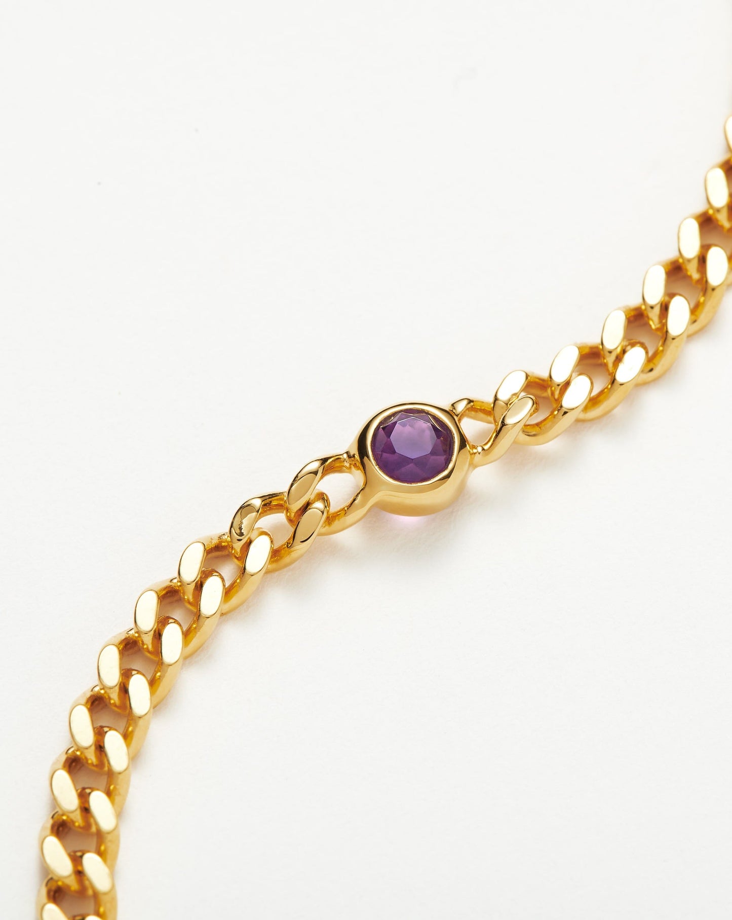 Gold Plated Chain Bracelet with Amethyst Gemstone