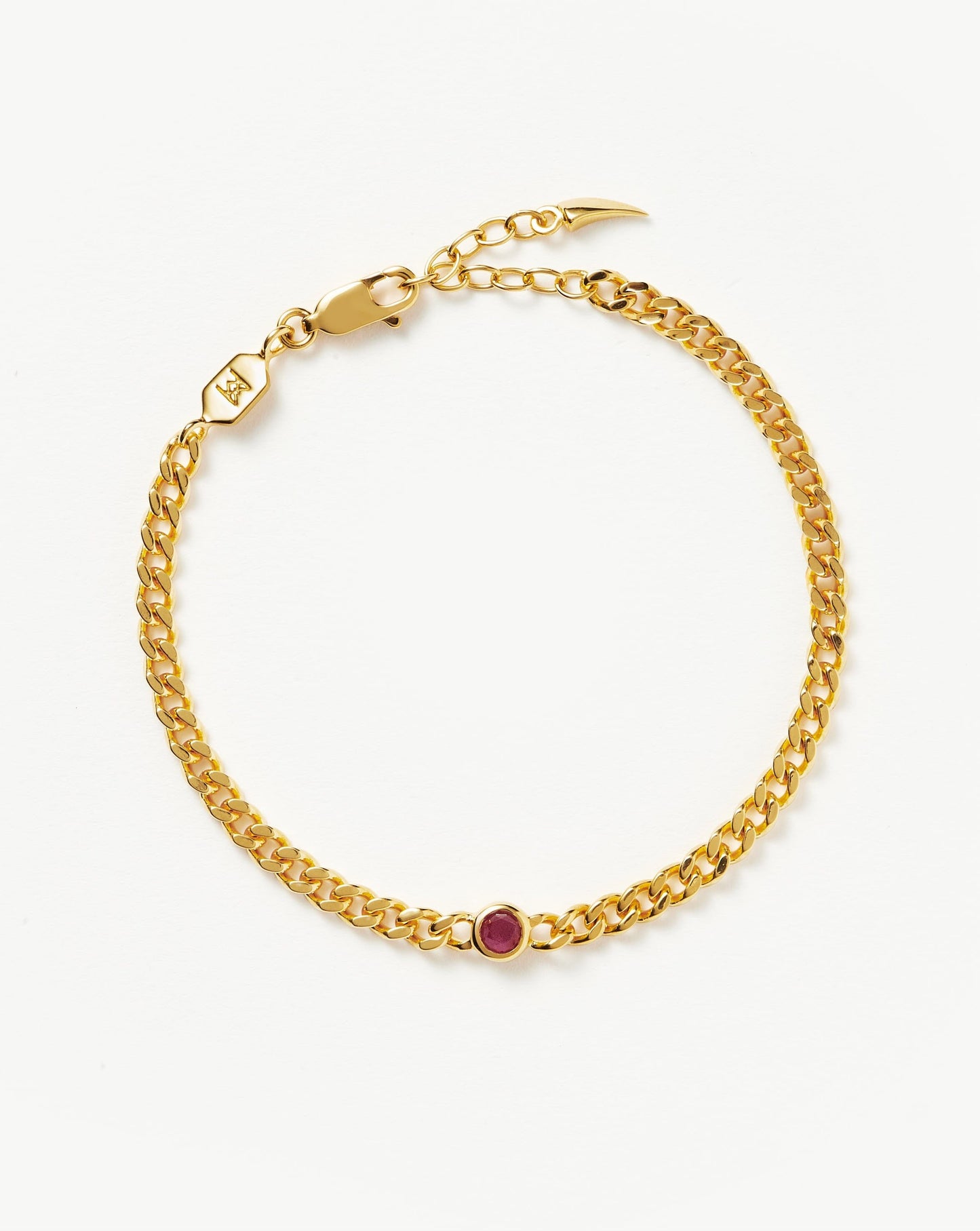 July Birthstone Chain Bracelet in Gold Plated Vermeil with Ruby