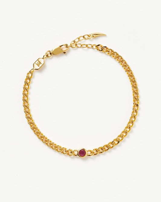 July Birthstone Chain Bracelet in Gold Plated Vermeil with Ruby