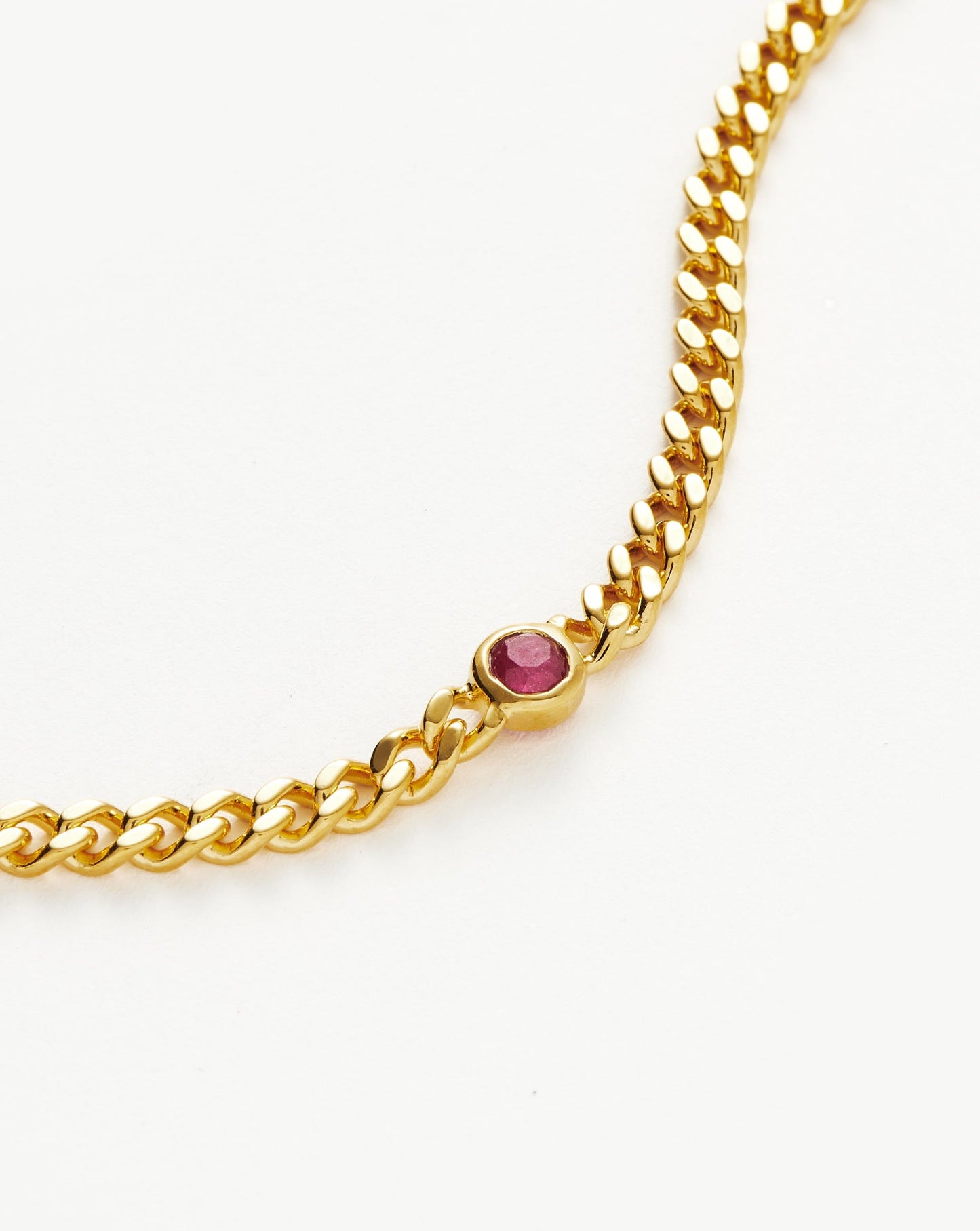 July Birthstone Chain Bracelet in Gold Plated Vermeil with Ruby