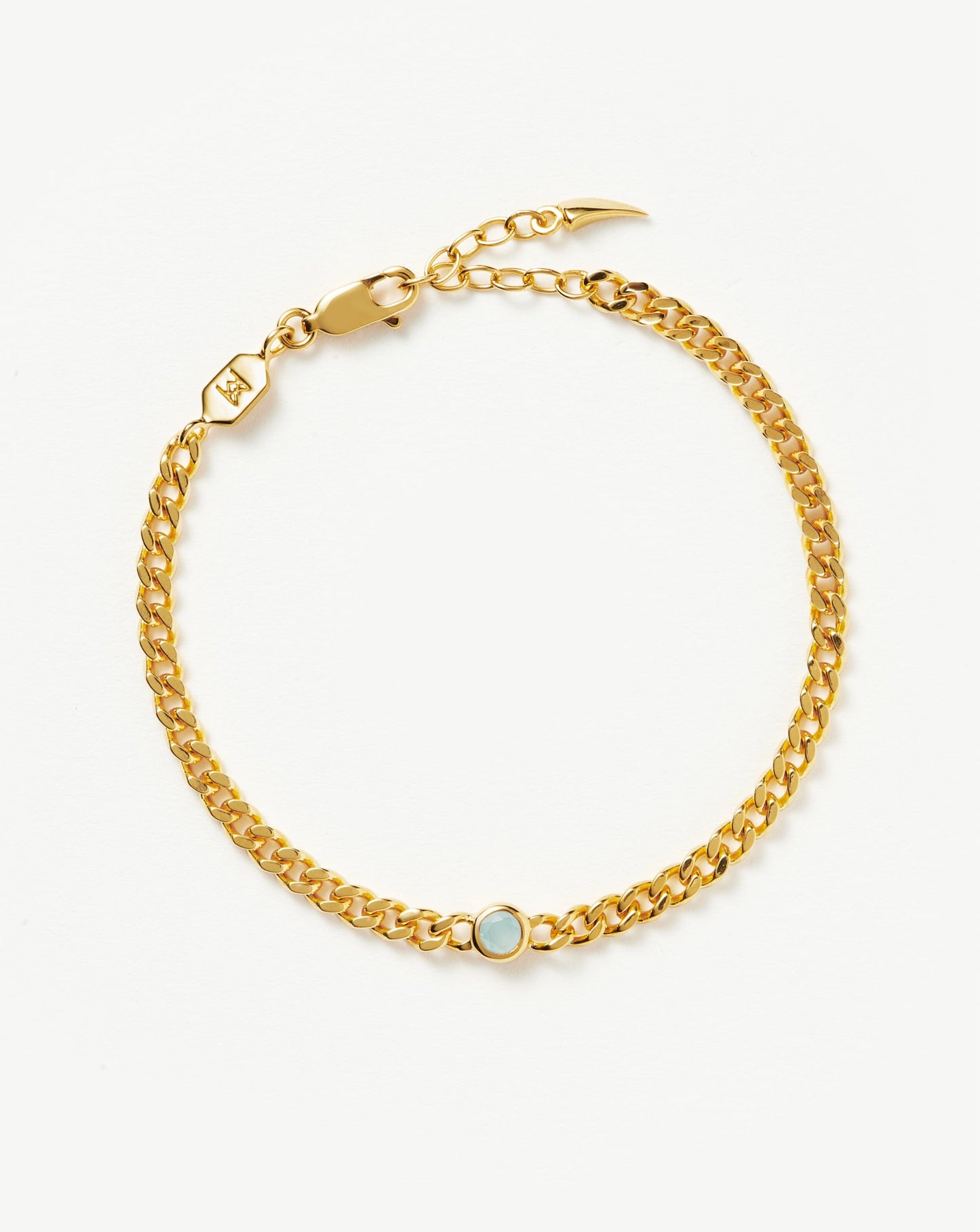 Aqua Chalcedony Chain Bracelet in Gold Plated Vermeil