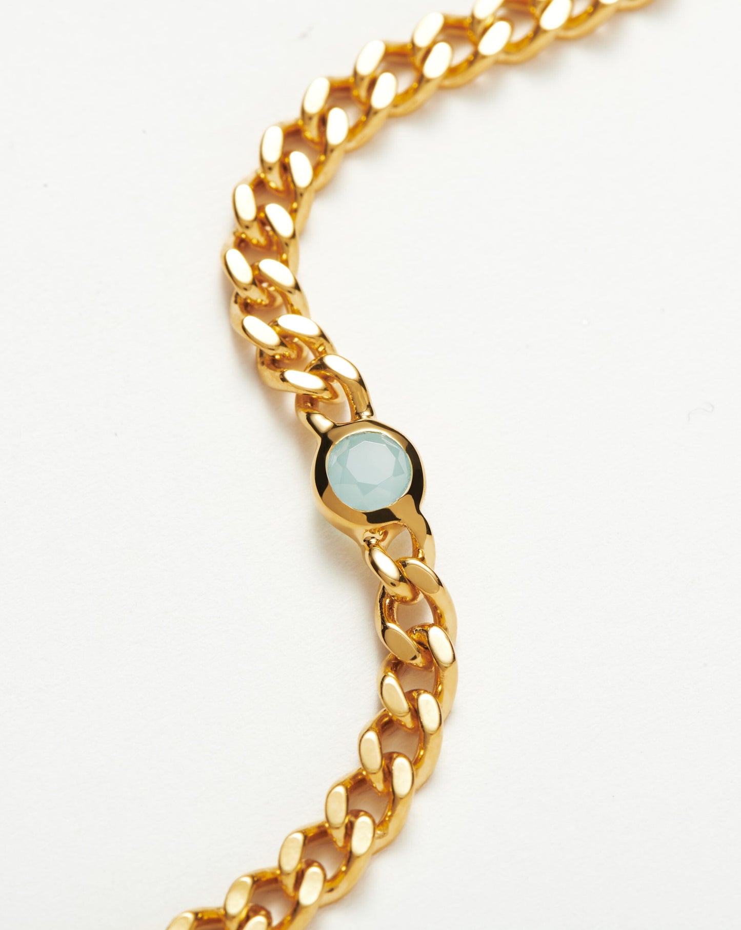 Aqua Chalcedony Chain Bracelet in Gold Plated Vermeil