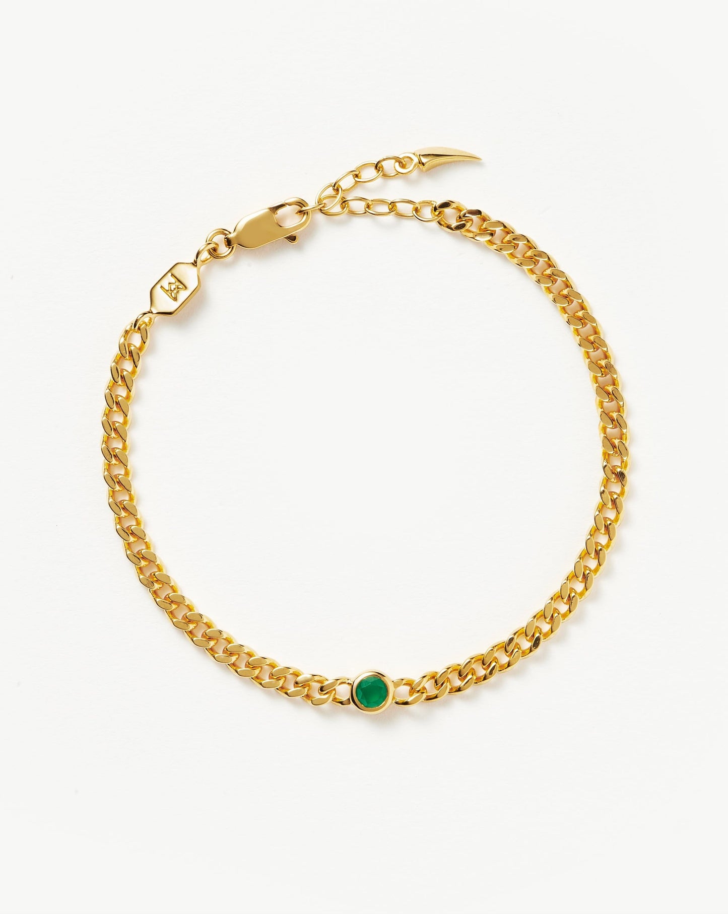 Green Chalcedony Chain Bracelet in 18k Gold Plated Vermeil