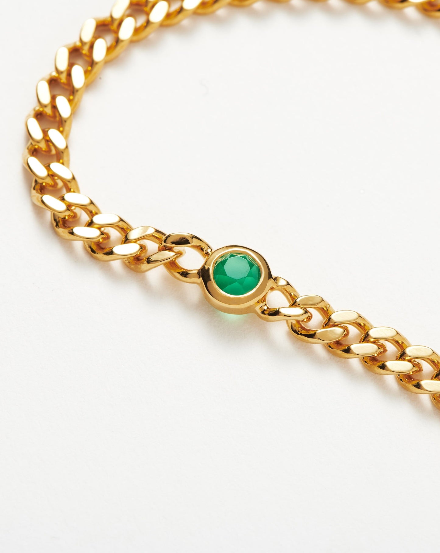 Green Chalcedony Chain Bracelet in 18k Gold Plated Vermeil