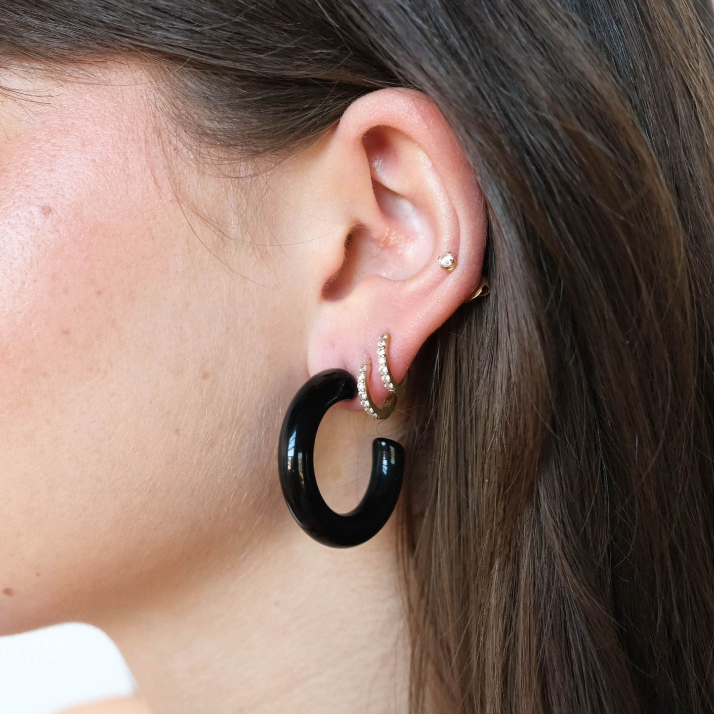 Black Acrylic Hoop Earrings for Everyday Wear