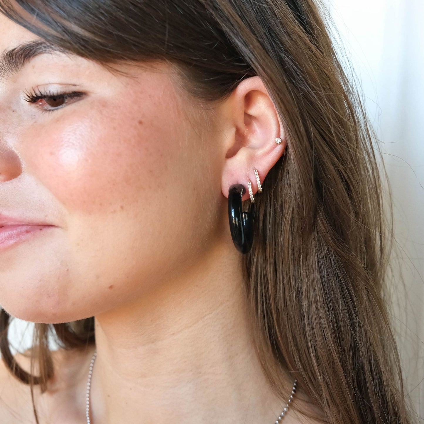 Black Acrylic Hoop Earrings for Everyday Wear