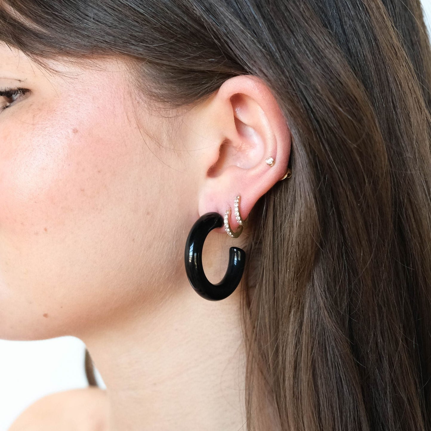 Black Acrylic Hoop Earrings for Everyday Wear