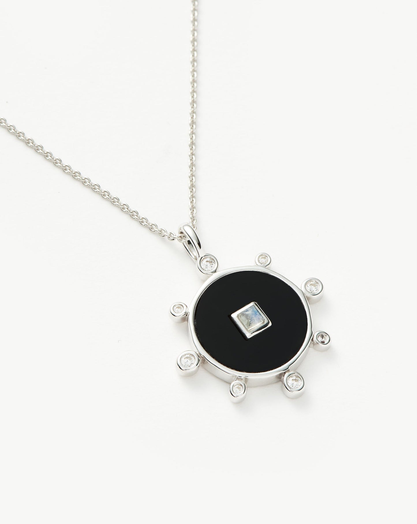 Sterling Silver Black Onyx Amulet Pendant Necklace