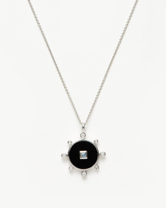 Sterling Silver Black Onyx Amulet Pendant Necklace