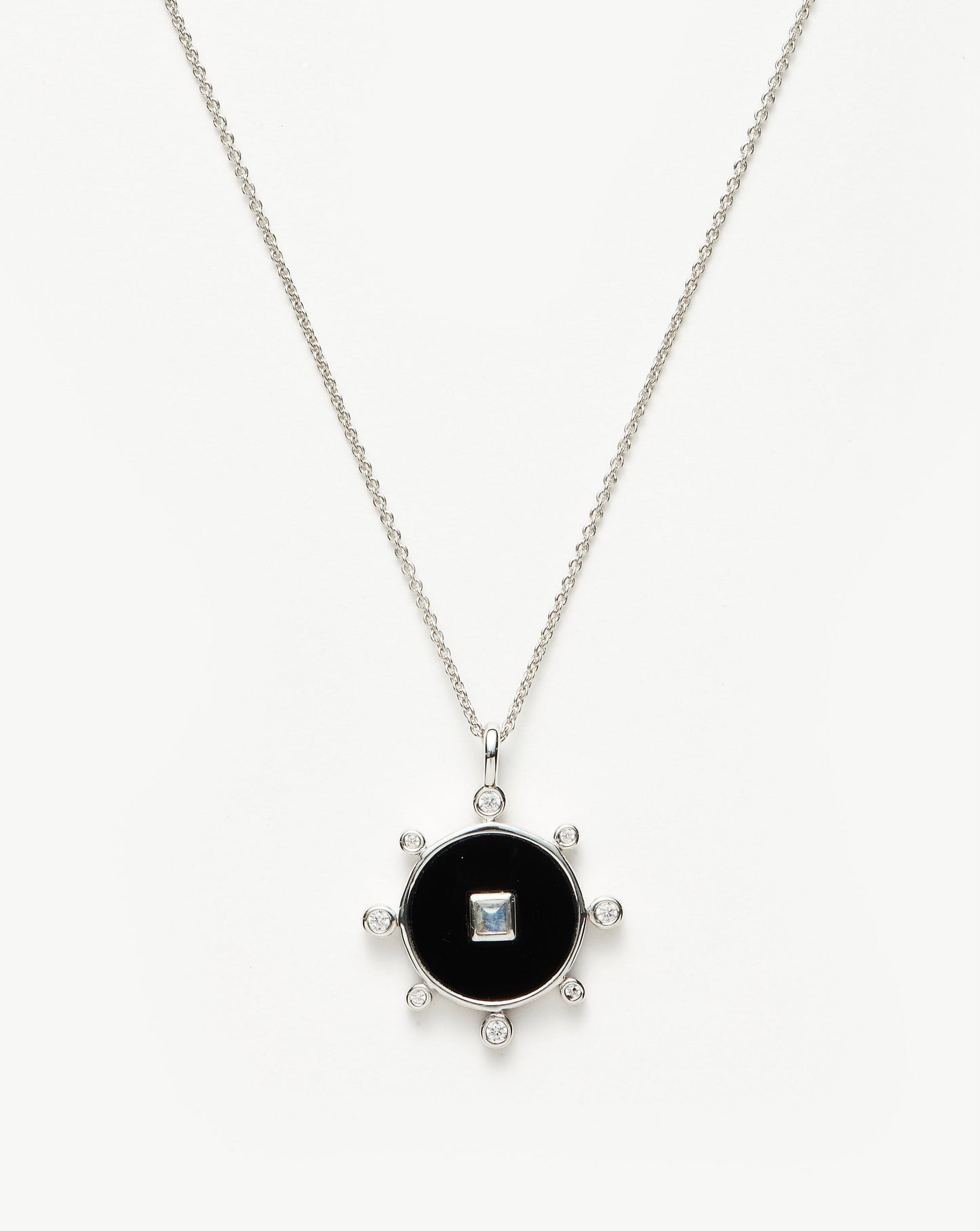 Sterling Silver Black Onyx Amulet Pendant Necklace