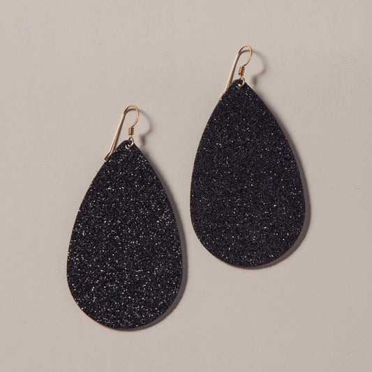 Black Sparkle Teardrop Earrings in Stylish Design