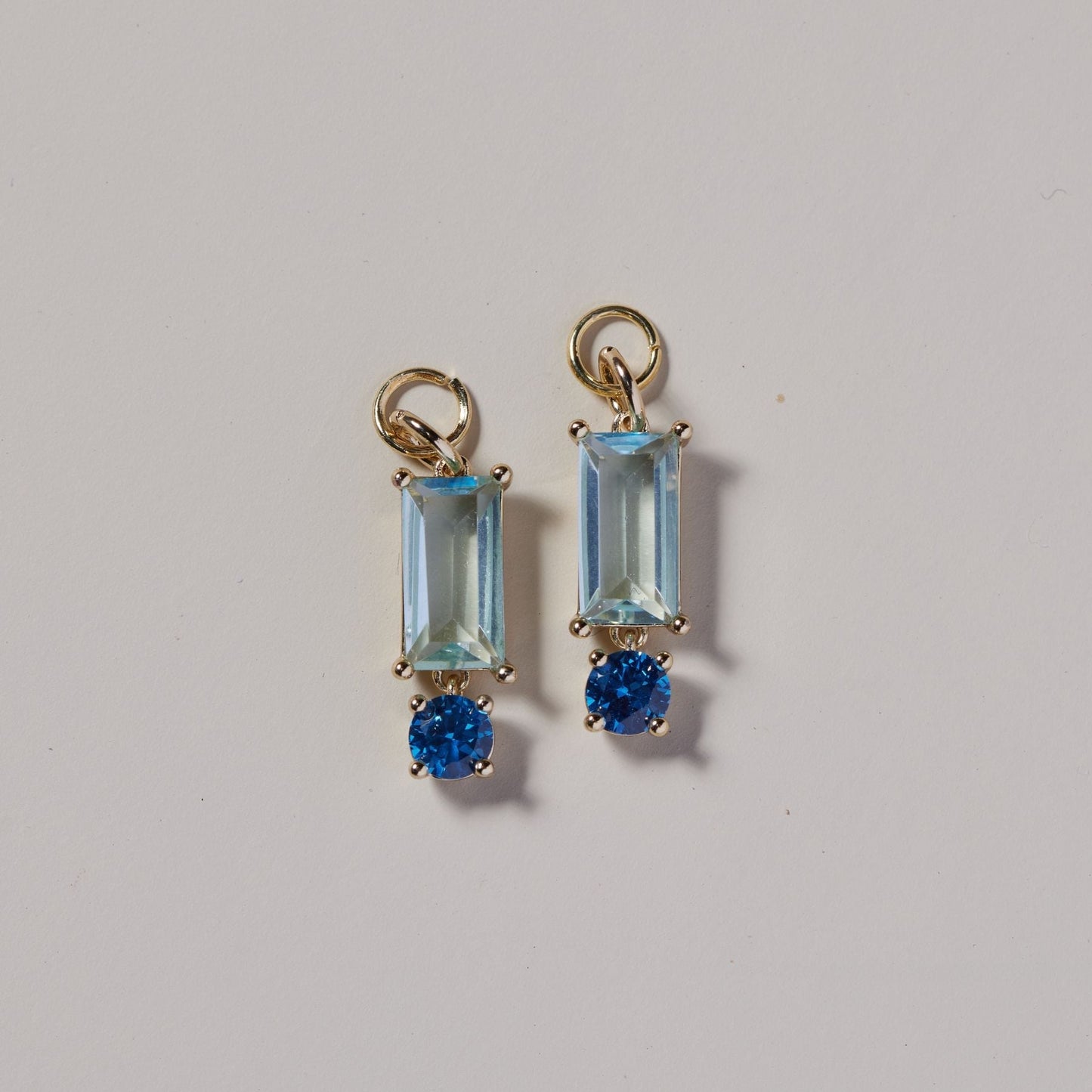 Blue Crystal Baguette Charms for Jewelry Making