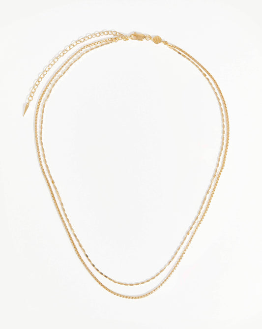 Double Chain Box Link Necklace in 18k Gold Vermeil