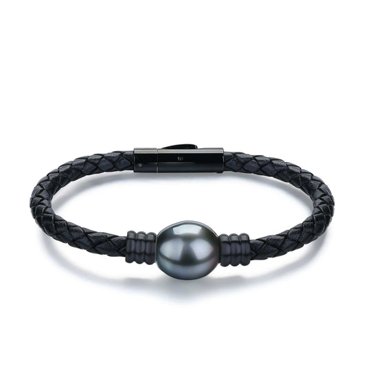 Tahitian Baroque Pearl Leather Bracelet 12-14mm