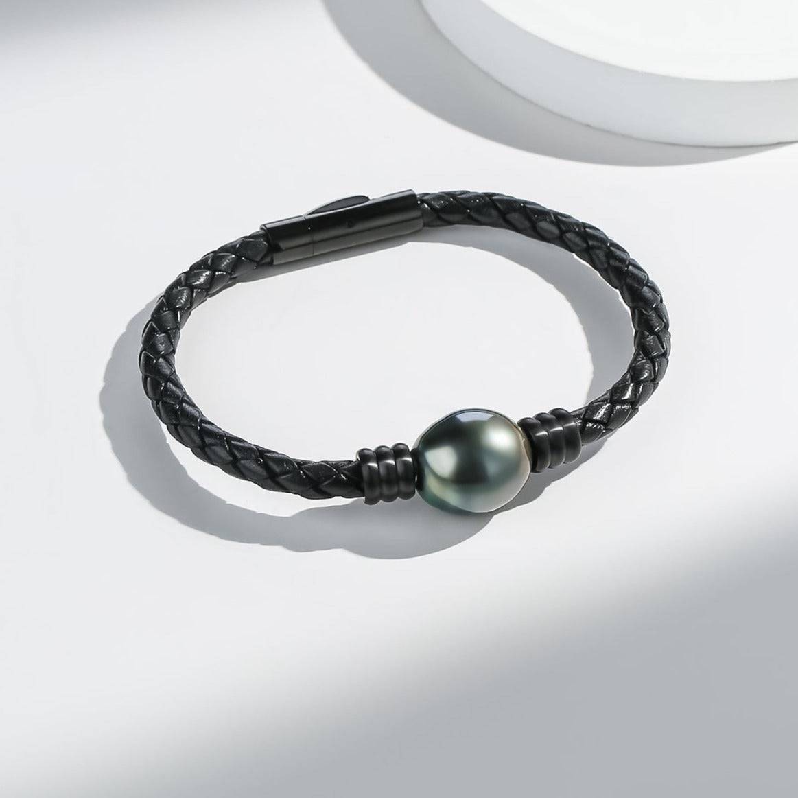 Tahitian Baroque Pearl Leather Bracelet 12-14mm