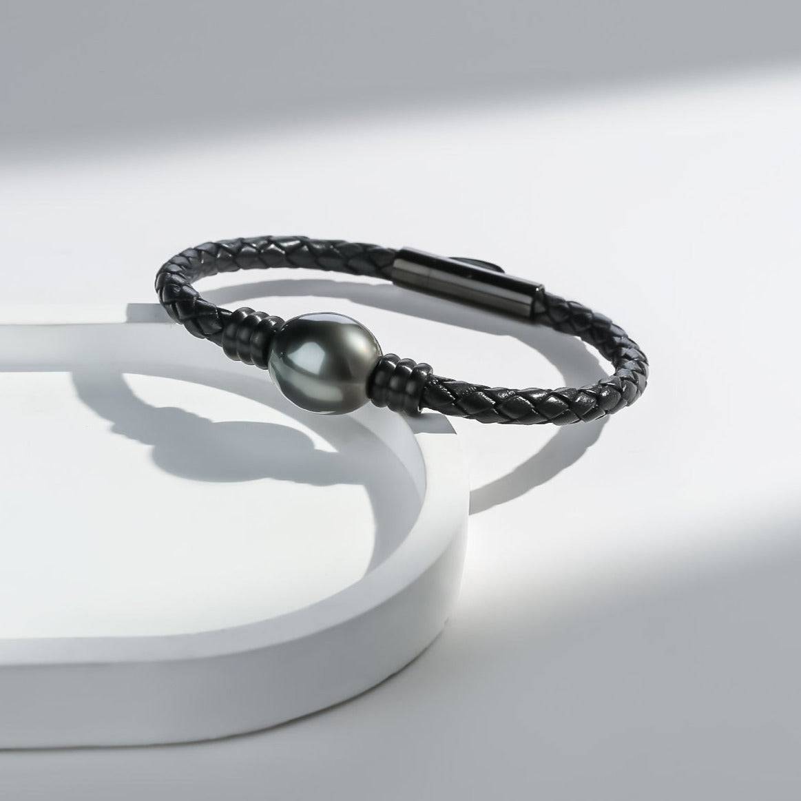 Tahitian Baroque Pearl Leather Bracelet 12-14mm