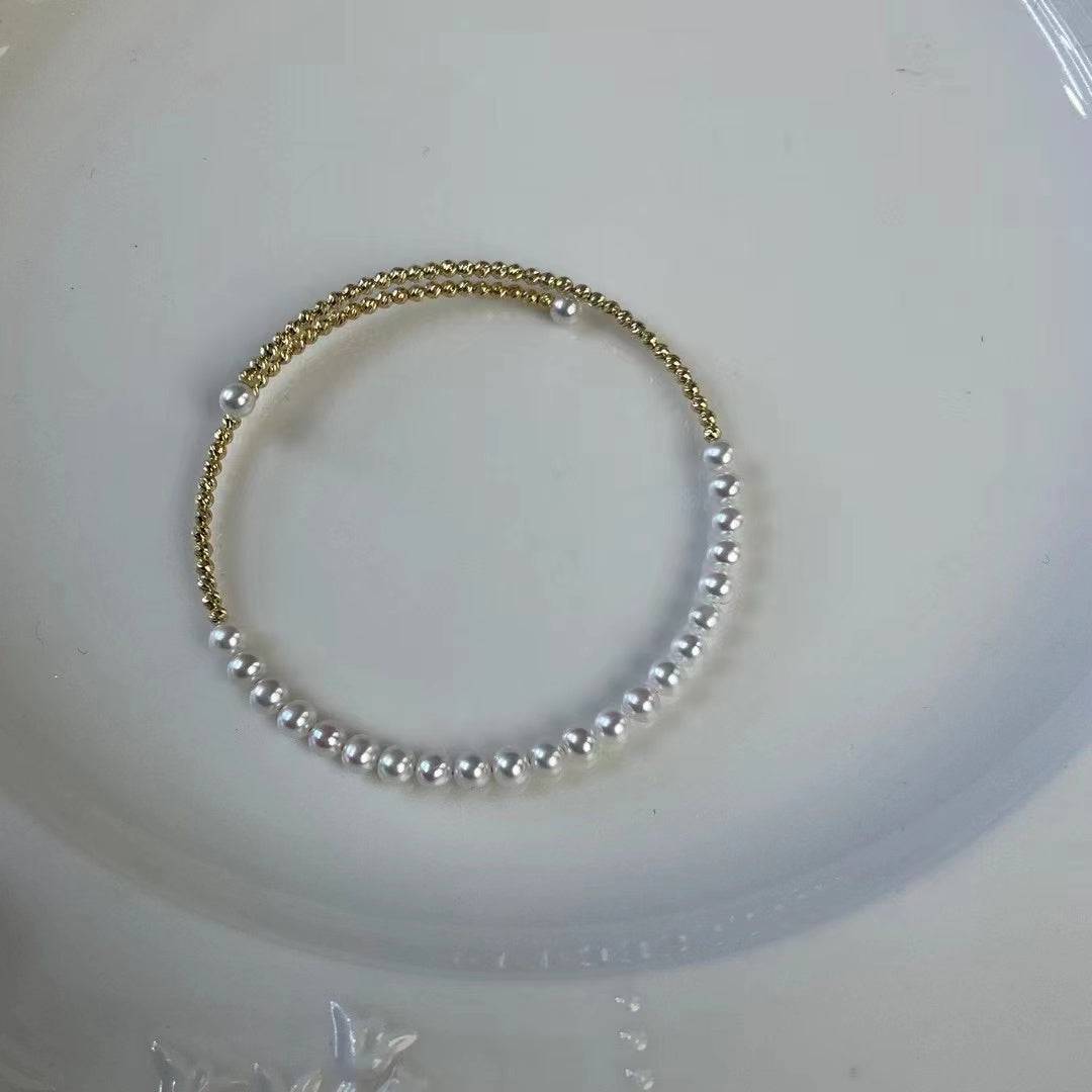 Freshwater Pearl Beaded Bracelet with 18K Gold