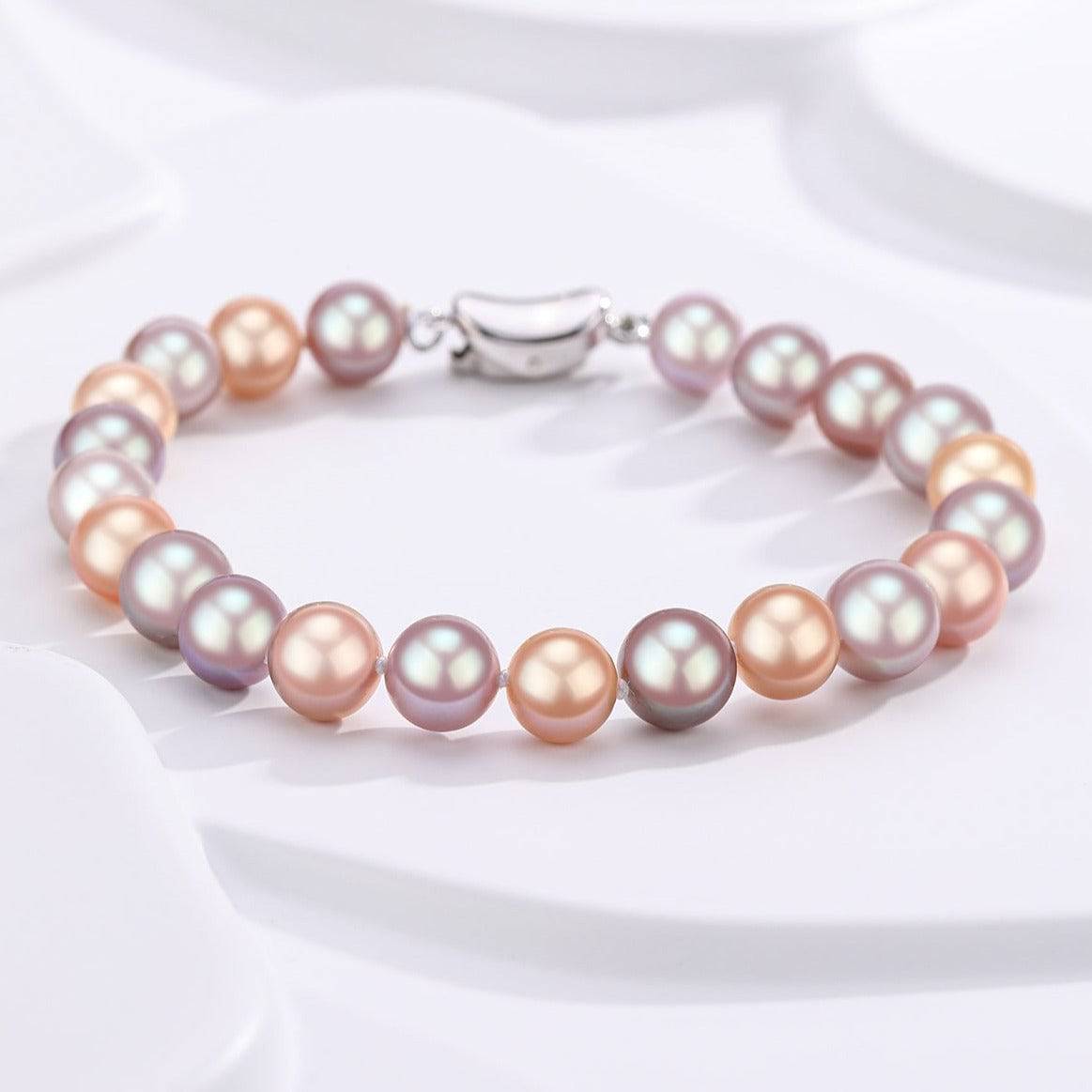 Multicolor Freshwater Pearl Silver Bracelet 6-9mm