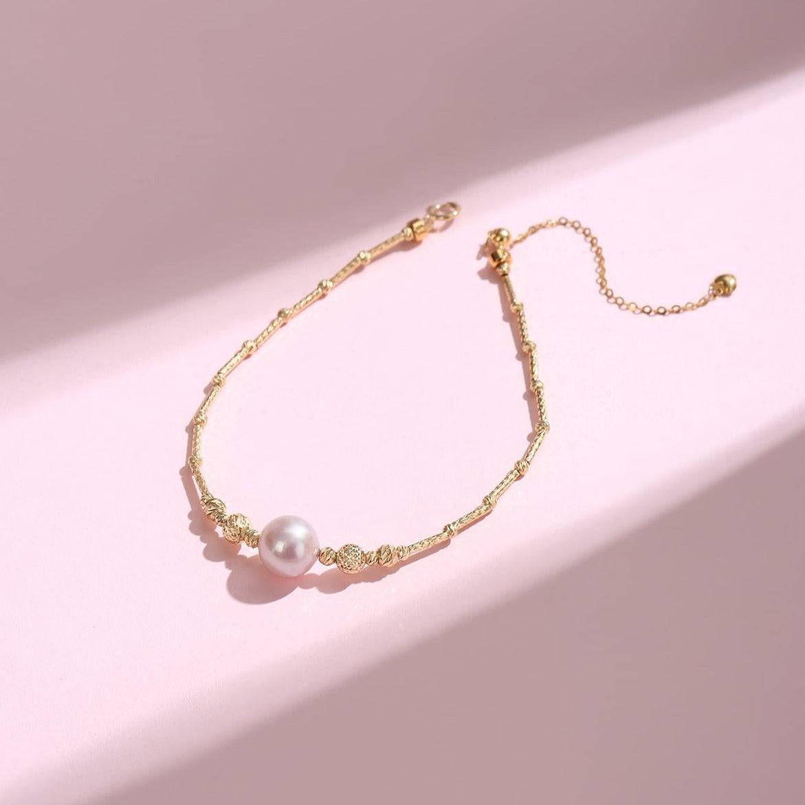 Freshwater Pearl Tube Beaded Bracelet in 18K Gold