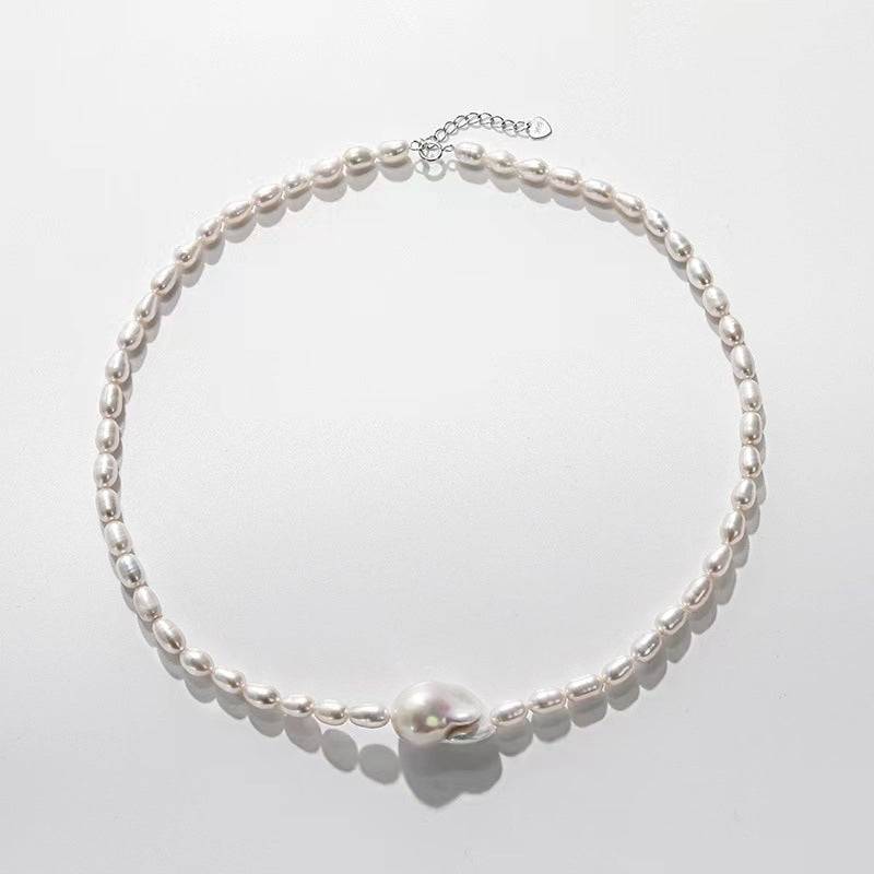 Baroque Rice Pearl Necklace and Bracelet Set