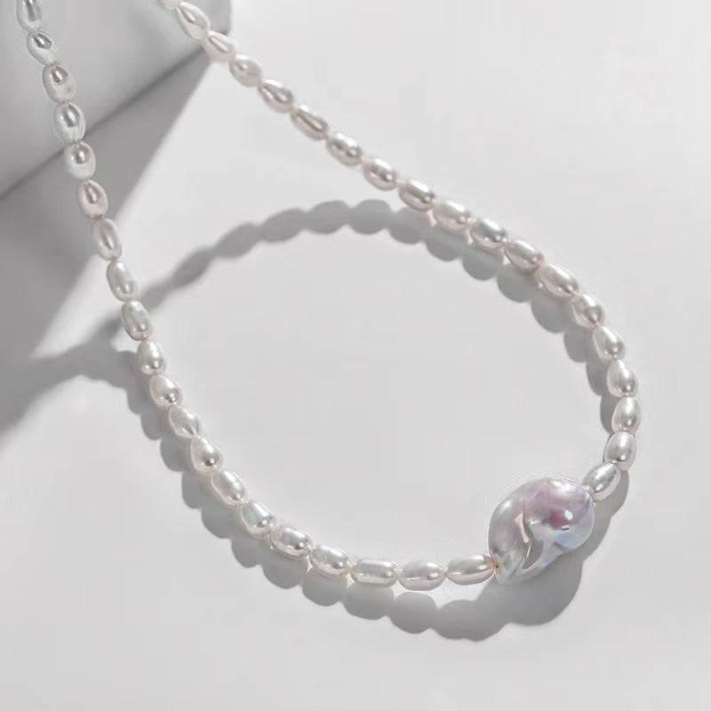 Baroque Rice Pearl Necklace and Bracelet Set