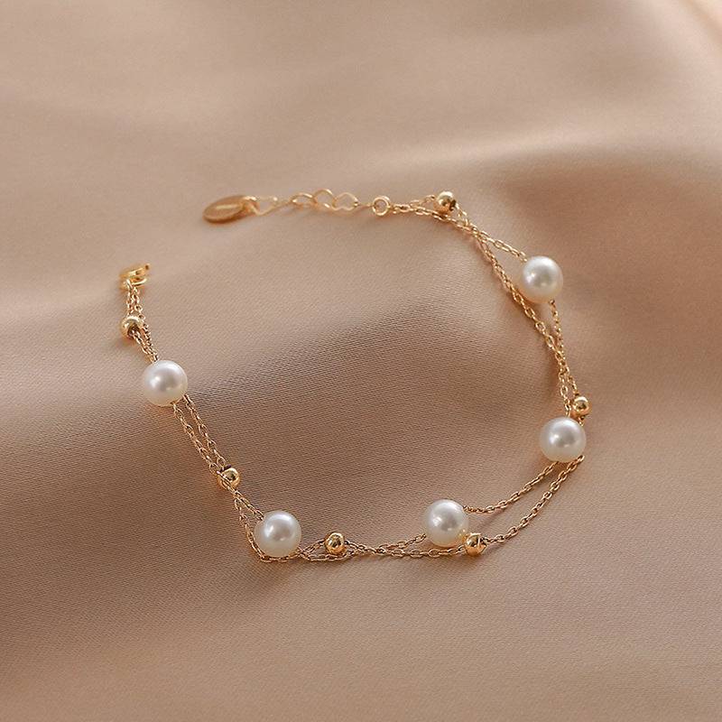 Layered Bracelet with Freshwater Pearls