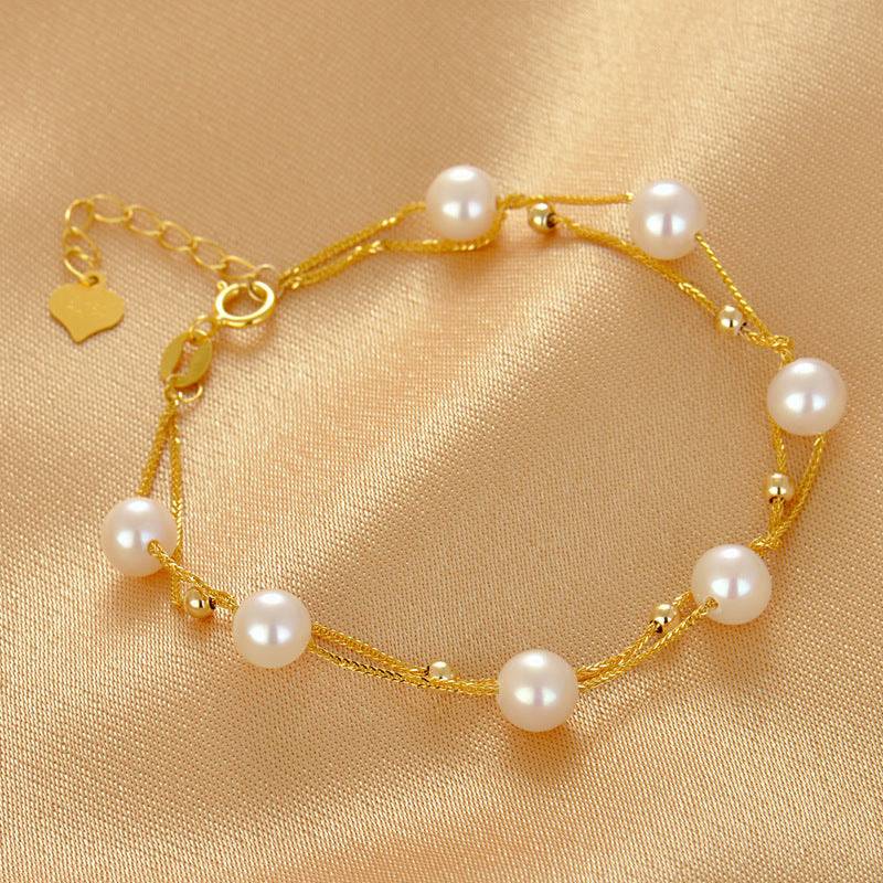 Layered Bracelet with Freshwater Pearls